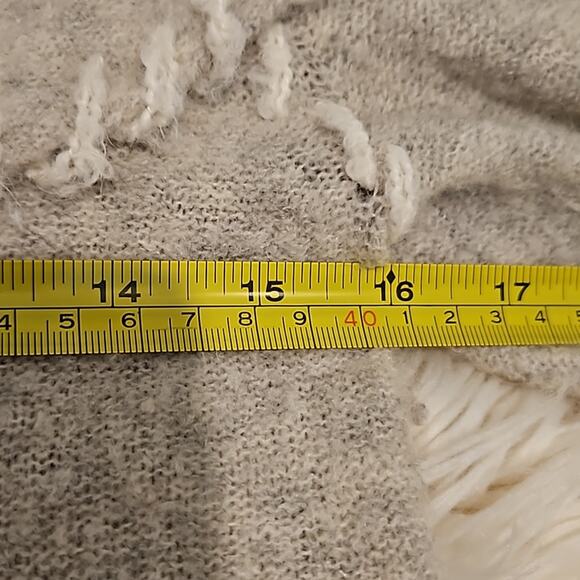 Anthropologie Sleeping On Snow Grey and Ivory Off the Shoulder Sweater - Picture 5 of 6